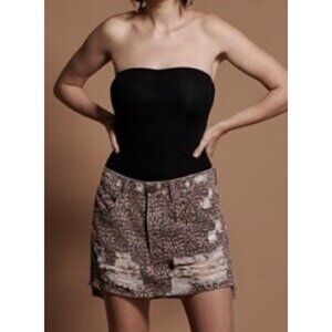 New One Teaspoon Azteca Leopard Vanguard Skirt Womens 24 Mini Destroyed